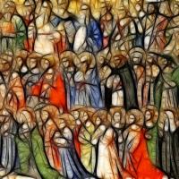 Colourful abstract image of saints