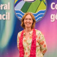Kimberly Heath in front of the GC45 logo