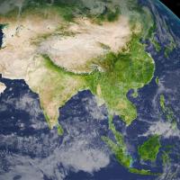 An aerial photo of Asia